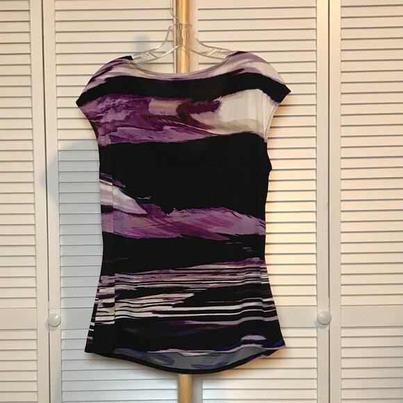 Worthington Striped Scoop Neck Cap Sleeve Blouse L - Picture 2 of 6